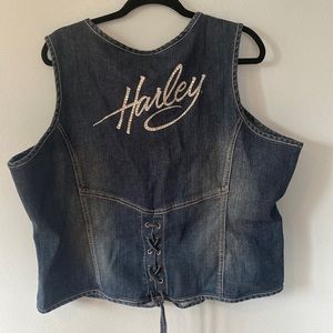 NWT Harley-Davidson Denim Vest with Rhinestones